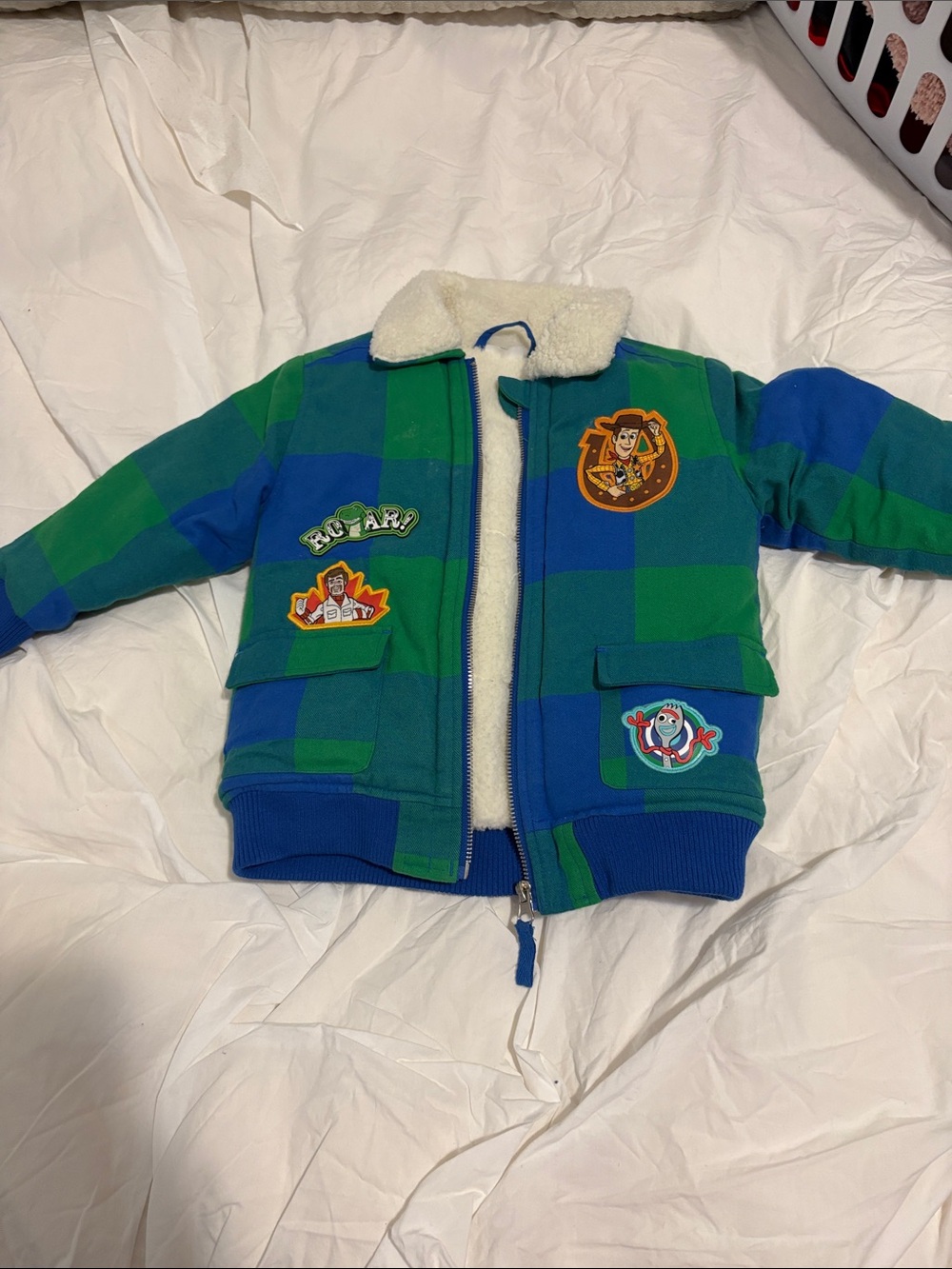 Green & Blue Plaid Sherpa-Lined Kids Jacket